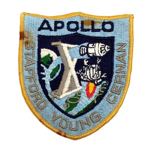 Apollo X 10 Stafford Young Cernan Cloth Patch Vintage Some Staining - Picture 1 of 6